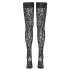 Cottelli Legwear - raštuotos kojinės su nėriniais - juodos, leopardinis raštas - 5