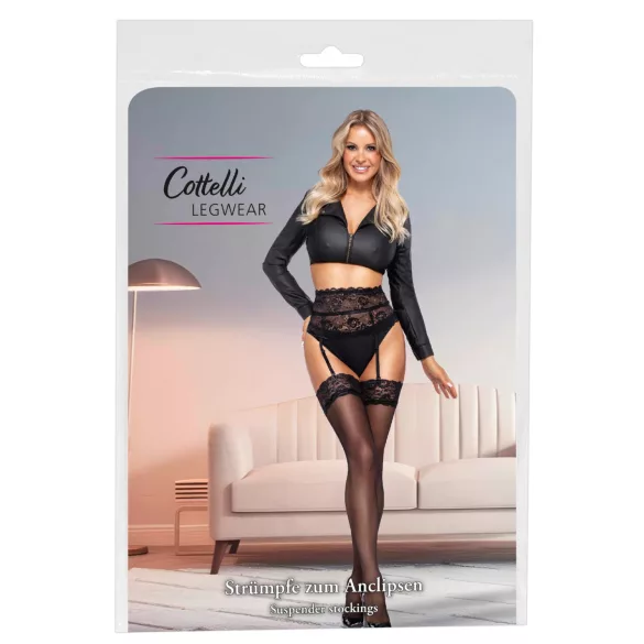 Cottelli - savaime laikomos kojinės - juodos - šilkinės