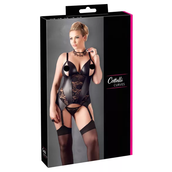 Cottelli - moteriški marškinėliai didesnių dydžių - juodi - gėlėta