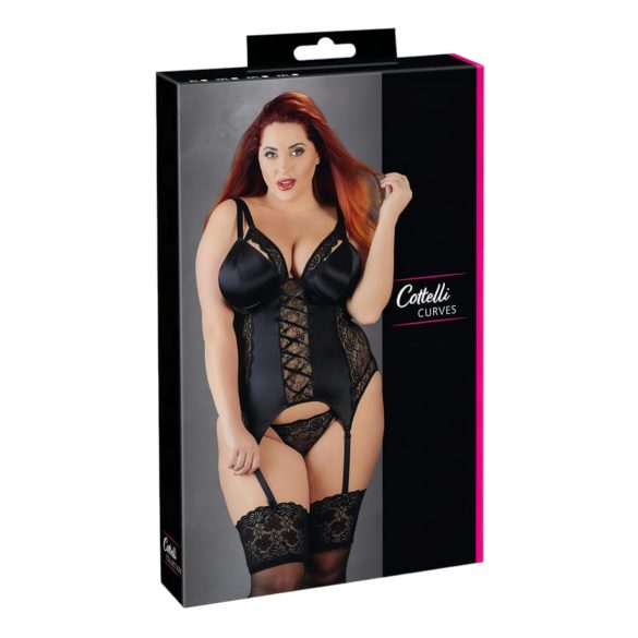 Cottelli Plus Size - universalus prisegamas viršus (juodas) - 2XL