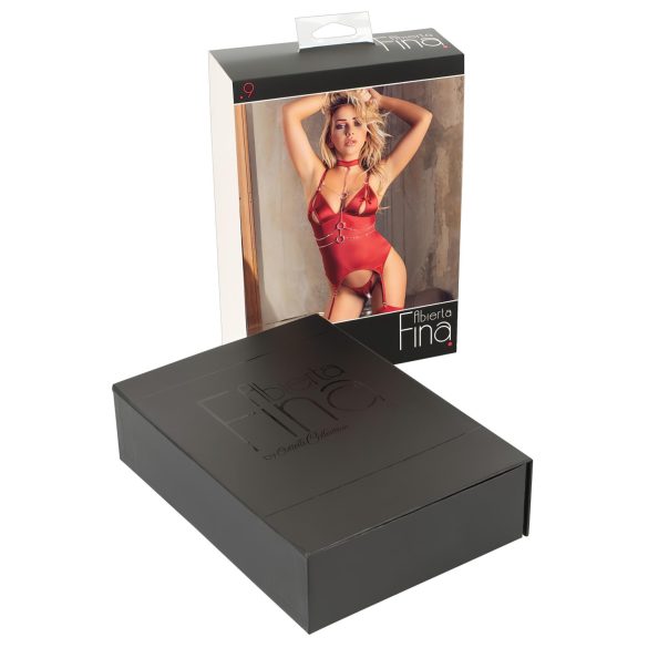 Abierta Fina - blizgantis grandinelių viršus ir stringai (raudoni)