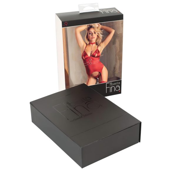 Abierta Fina - blizgantis grandinelių viršus ir stringai (raudoni)