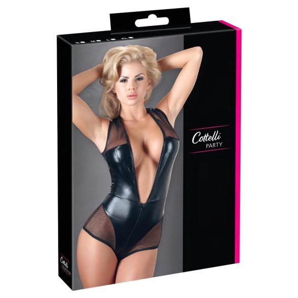 Cottelli - žvilganti tinklinė glaudutė (juoda) - XL