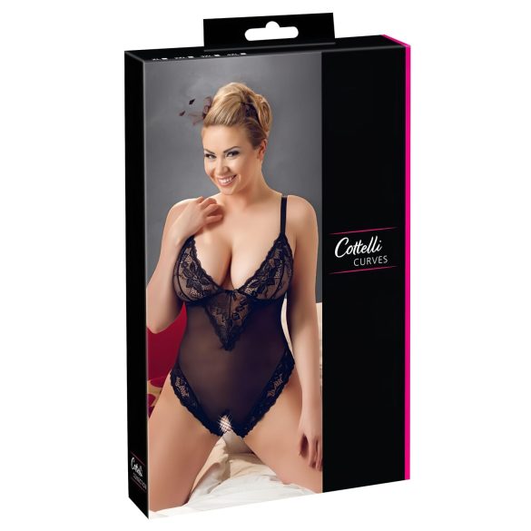 Cottelli Plus - nėriniuotas bodis (juodas) - XXXXL