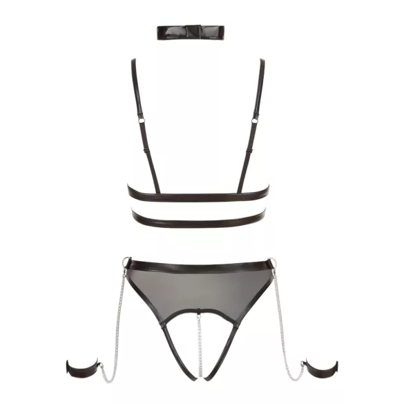 Cottelli Bondage - atviras bodis su dirželiais ir grandinėlėmis - juodas - XL