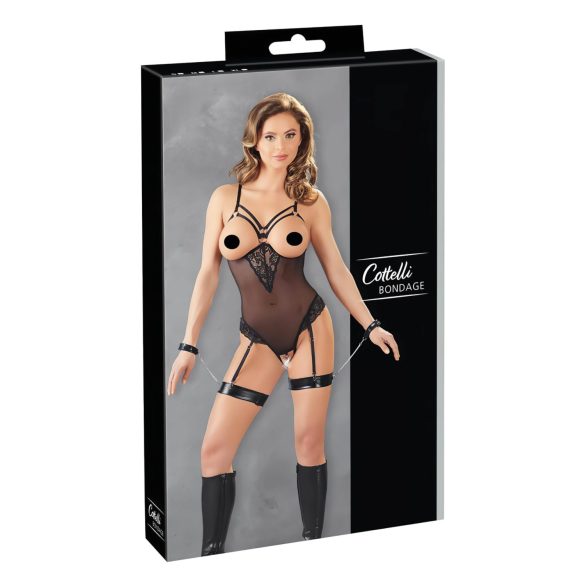 Cottelli Bondage - metaliniai kūno ir riešų antrankiai (juodi) - XL