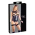 Cottelli Bondage - atvira blizgi bodis su rankų antrankiais - juoda