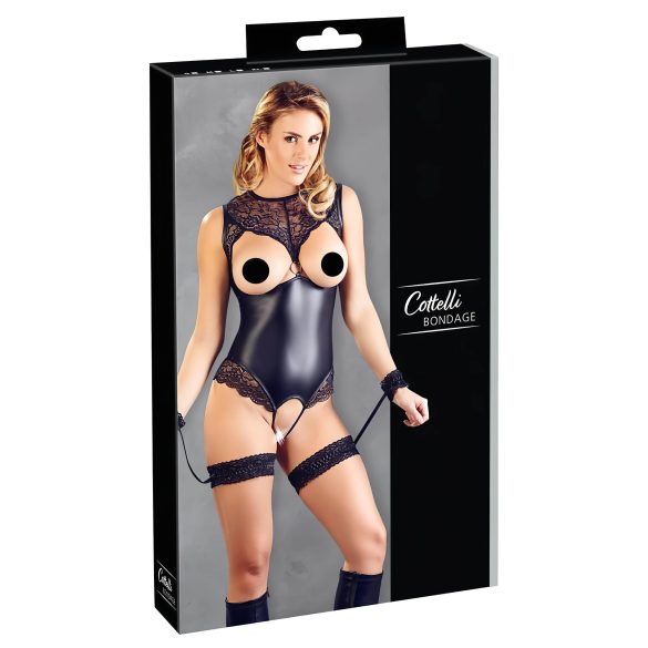 Cottelli Bondage - atviras kūnas ir rankų antrankiai (juodi) - L