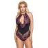 Cottelli Plus Size - kūno kostiumas - gėlėtas raštas - juoda/violetinė - 2XL