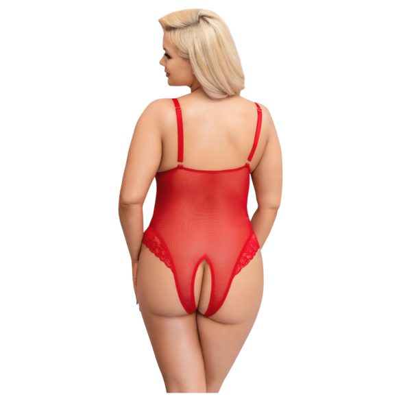 Cottelli Curves - permatoma nėriniuota bodis - raudona - 3XL