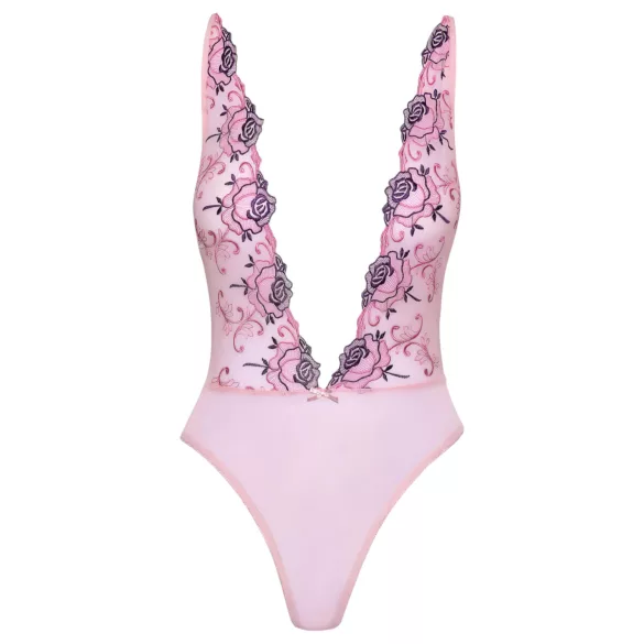 Kissable - moteriškas bodis su rožių siuvinėjimu - rožinis - L/XL