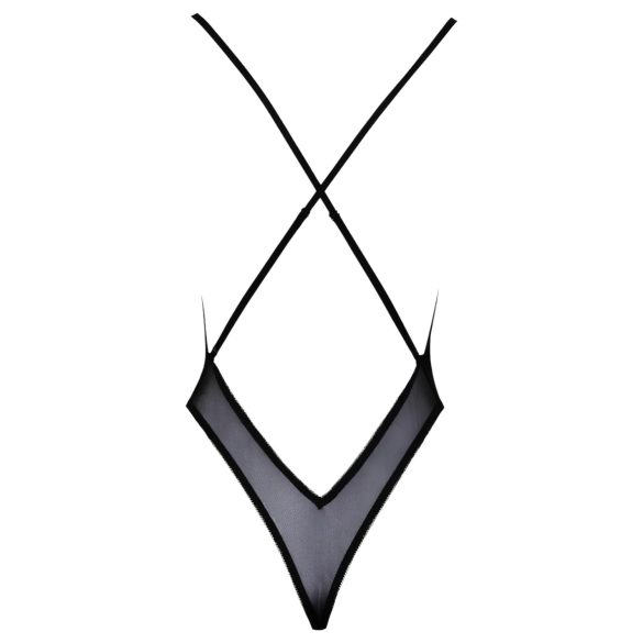 Bučiuojamas - juodas bodis su rožiniu siuvinėjimu - L/XL