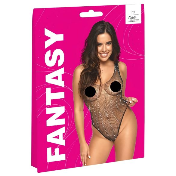 Cottelli - kūno kojinė su akutėmis ir blizgučiais - juoda - S-L