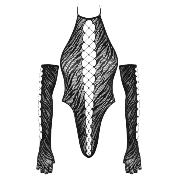 Cottelli - moteriškas bodis su pirštinėmis - juodas - S-L