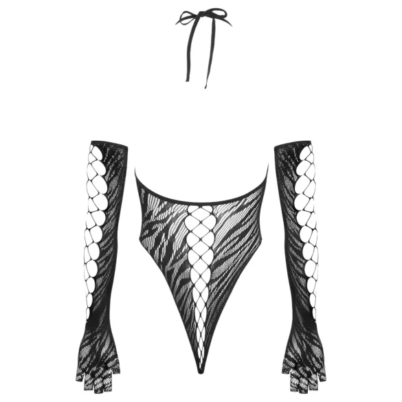 Cottelli - moteriškas bodis su pirštinėmis - juodas - S-L