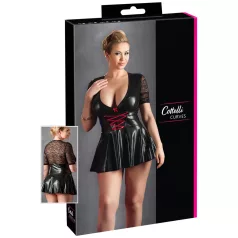   Cottelli Plus Size - blizgi suknelė su raudonu korsetu - juoda