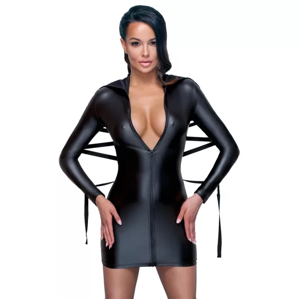 Cottelli Bondage - blizgi suknelė su pančiais - juoda - M