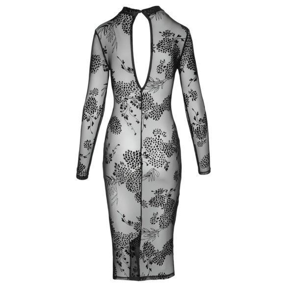 Noir - permatomas, gėlėtas ilgų rankovių suknelė (juoda) - M