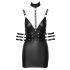 Cottelli Bondage - blizganti mini suknelė su kaklo dirželiu (juoda) - XL