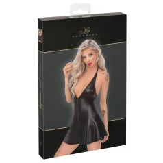Noir - mini suknelė su gyvatės rašto viršumi - juoda