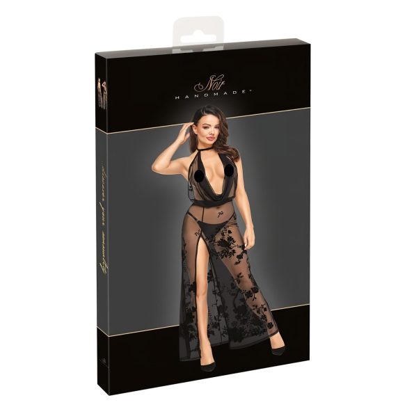 Noir - visiškai permatoma su gėlių raštais suknelė (juoda)