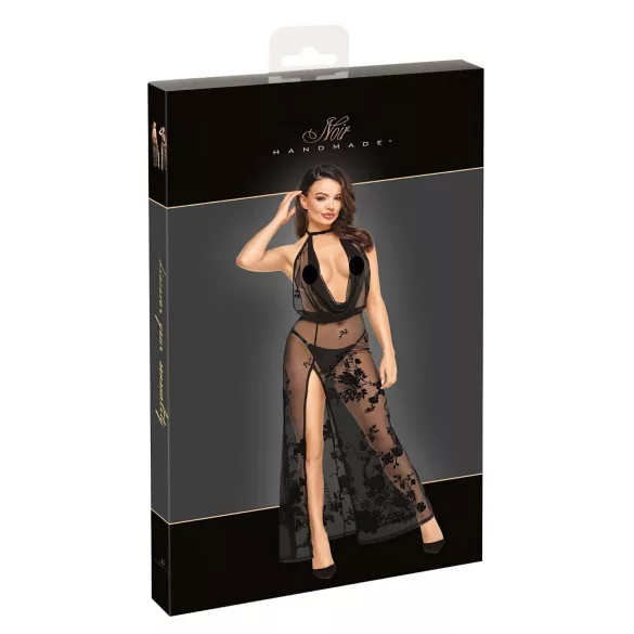 Noir - visiškai permatoma su gėlių raštais suknelė (juoda) - M