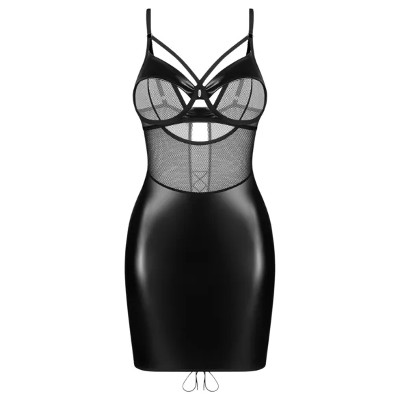 Obsessive Dominna - blizgi suknelė su permatoma įsiuvu - juoda - L/XL