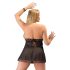 Cottelli Plus Size - nėriniuotas laisvas babydolis (juodas) - 2XL