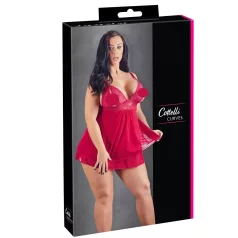   Cottelli Plus Size - nėriniuotas laisvas babydoll naktinukai - raudoni