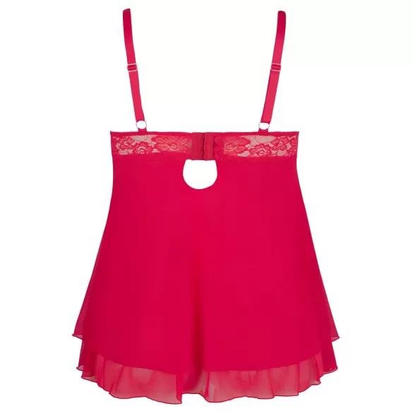 Cottelli Plus Size - nėriniuotas laisvas babydoll naktinukai - raudoni