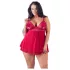 Cottelli Plus Size - nėriniuotas laisvas babydoll naktinukai - raudoni - 2XL