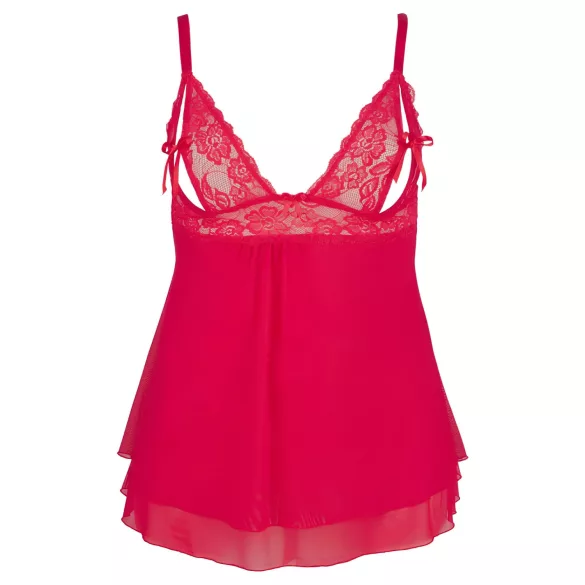 Cottelli Plus Size - nėriniuotas laisvas babydoll naktinukai - raudoni - 3XL