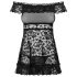 Obsessive Flores - raukinuotasis babydoll ir stringai (juoda)