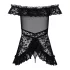 Obsessive - babydoll naktinukai su raukiniais ir stringai - juoda