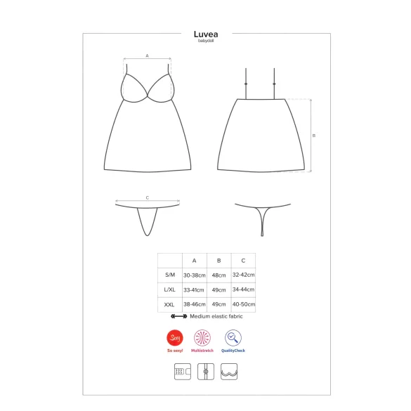 Obsessive Luvae - naktinukai ir stringai - gėlėtas, su akutėmis - juodi - L/XL