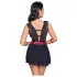 Cottelli Bondage - nėriniuota juoda babydoll su dirželiu - L