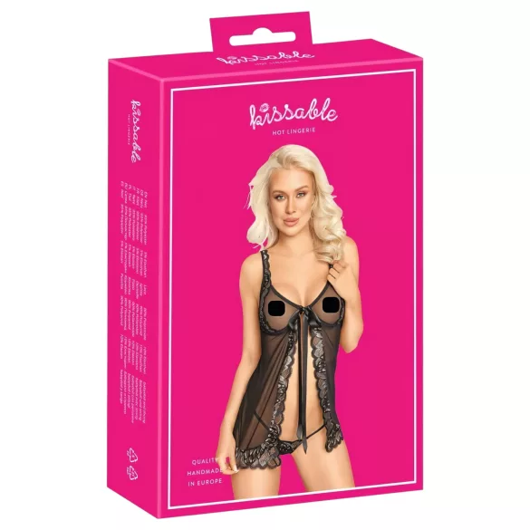 Bučiuojama - atviras babydoll (juodas)