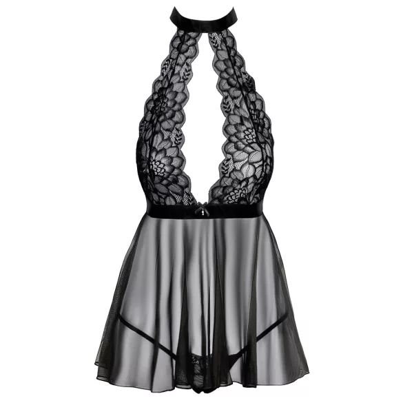 Kissable - naktinukai su kaklo dirželiu - nėriniai - juodi - L/XL