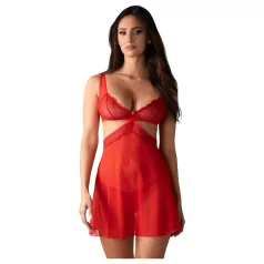   Obsessive Cupide Desir - permatomas nėriniuotas naktinukai ir kelnaitės rinkinys - L/XL