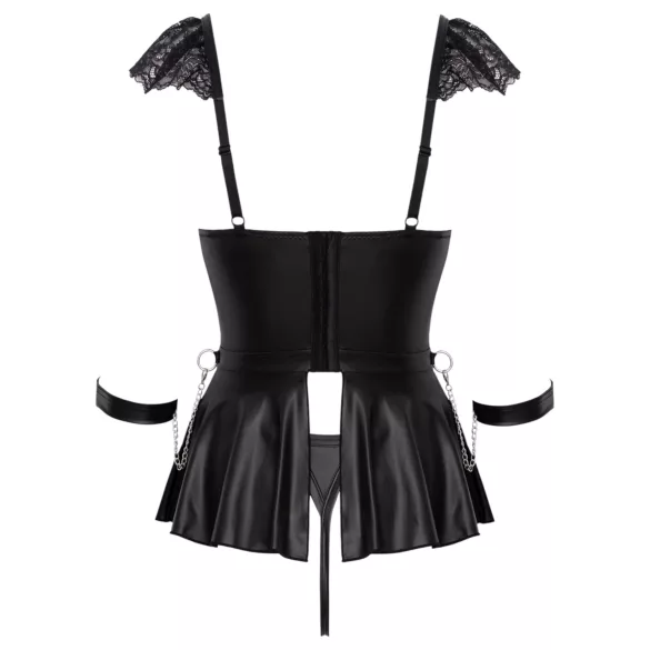 Cottelli Bondage - nėrinių mini suknelė su rankogaliais (juoda) - L