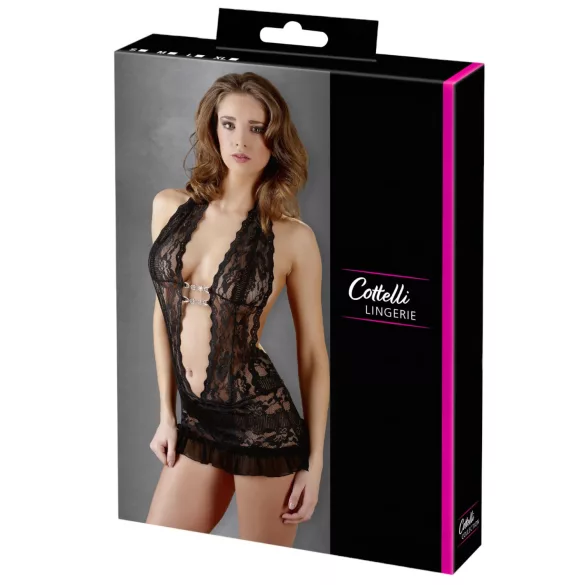Cottelli - nėriniuota mini su petnešomis - juoda - L