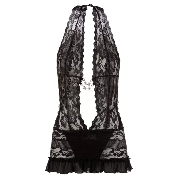 Cottelli - nėriniuota mini su petnešomis - juoda - XL