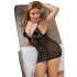 Cottelli Plus: Nėrinių permatoma naktinukė (juoda) - 3XL