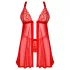 Obsessive Elianes - nėriniuotas babydoll komplektas (raudonas)