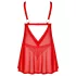Obsessive Elianes - nėriniuotas babydoll komplektas (raudonas)