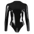 LATEX - ilgomis rankovėmis moteriškas bodis (juodas) - 2XL