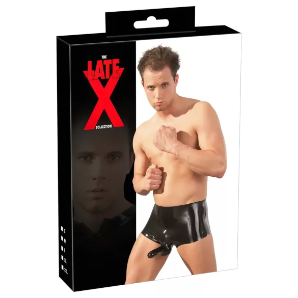 Lateksiniai trumpikės „boksininkai“ + penio mova (juoda) - L/XL