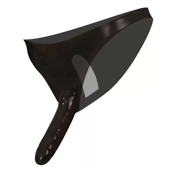 Lateksiniai apatiniai su išoriniu ir vidiniu dildo (juodi, S-L)
