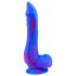 Inkipus - silikoninis dildo su sėklidėmis - 18 cm - mėlyna/rožinė