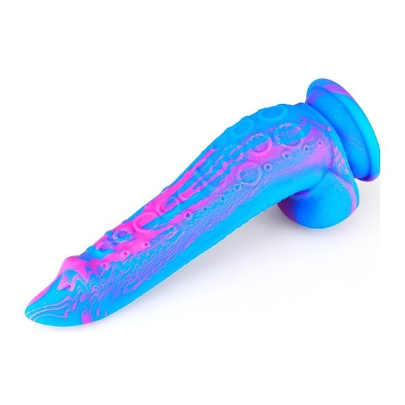 Inkipus - silikoninis dildo su sėklidėmis - 18 cm - mėlyna/rožinė